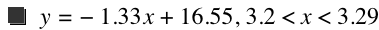 y=-(1.33*x)+16.55,3.2<x<3.29